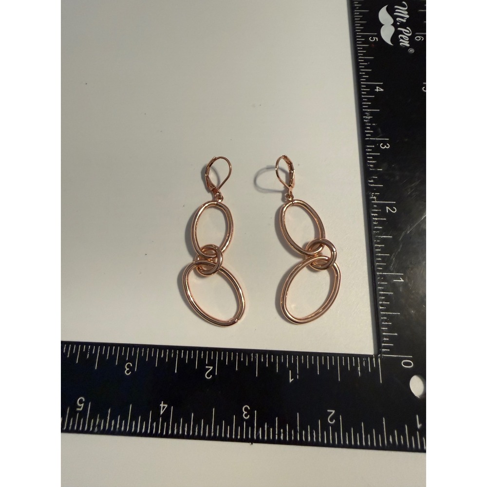 Joan Rivers Rose Gold Tone Interlocking Oval Link‎ Leverback Drop Earrings